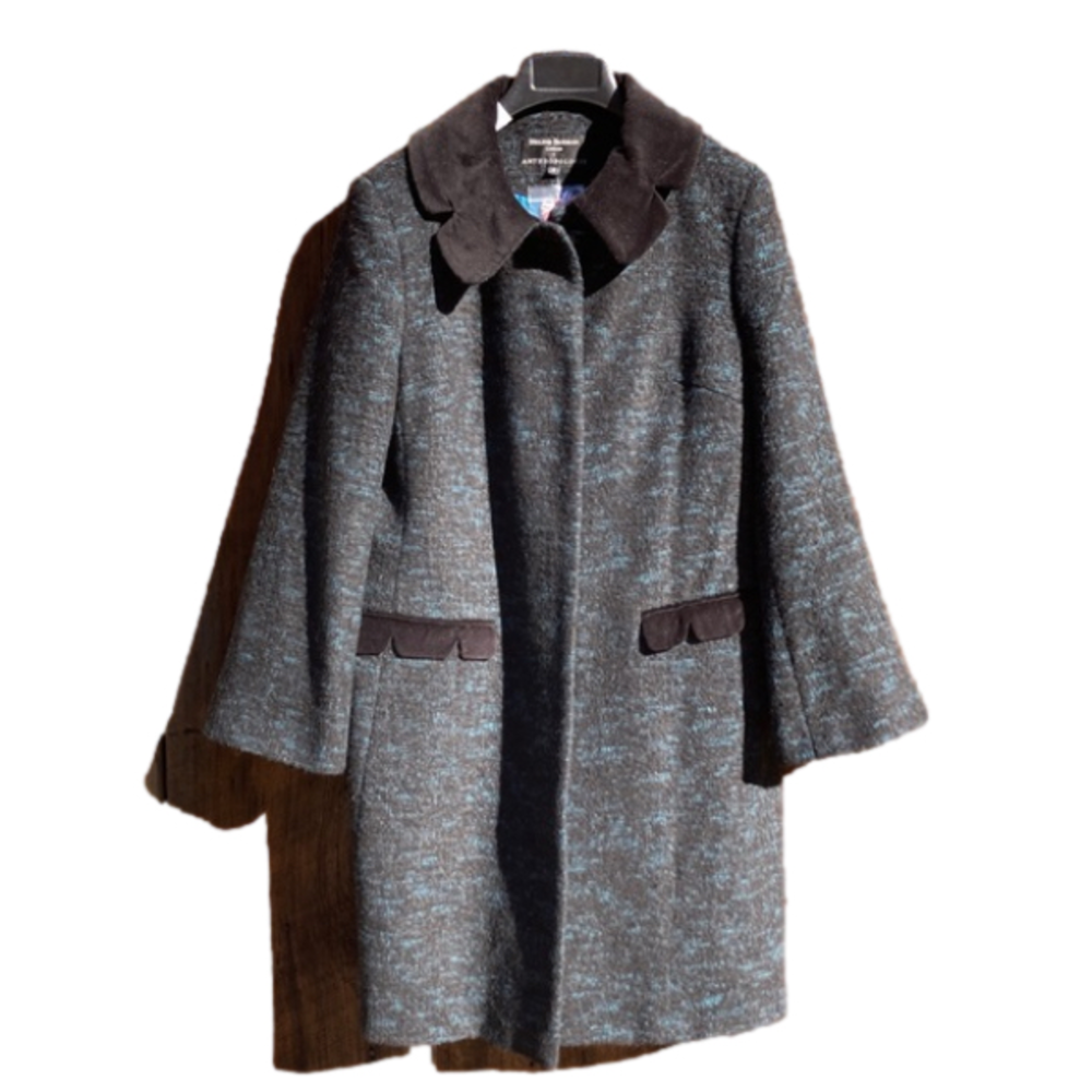 Helene Berman London Anthropologie Velvet Wool Coat Size 8